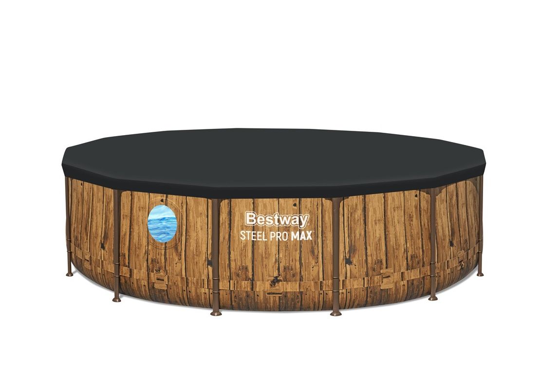 Montažni bazen Steel Pro MAX™ Splashview | 427 x 107 cm z vzorcem lesa s kartušno filtrsko črpalko