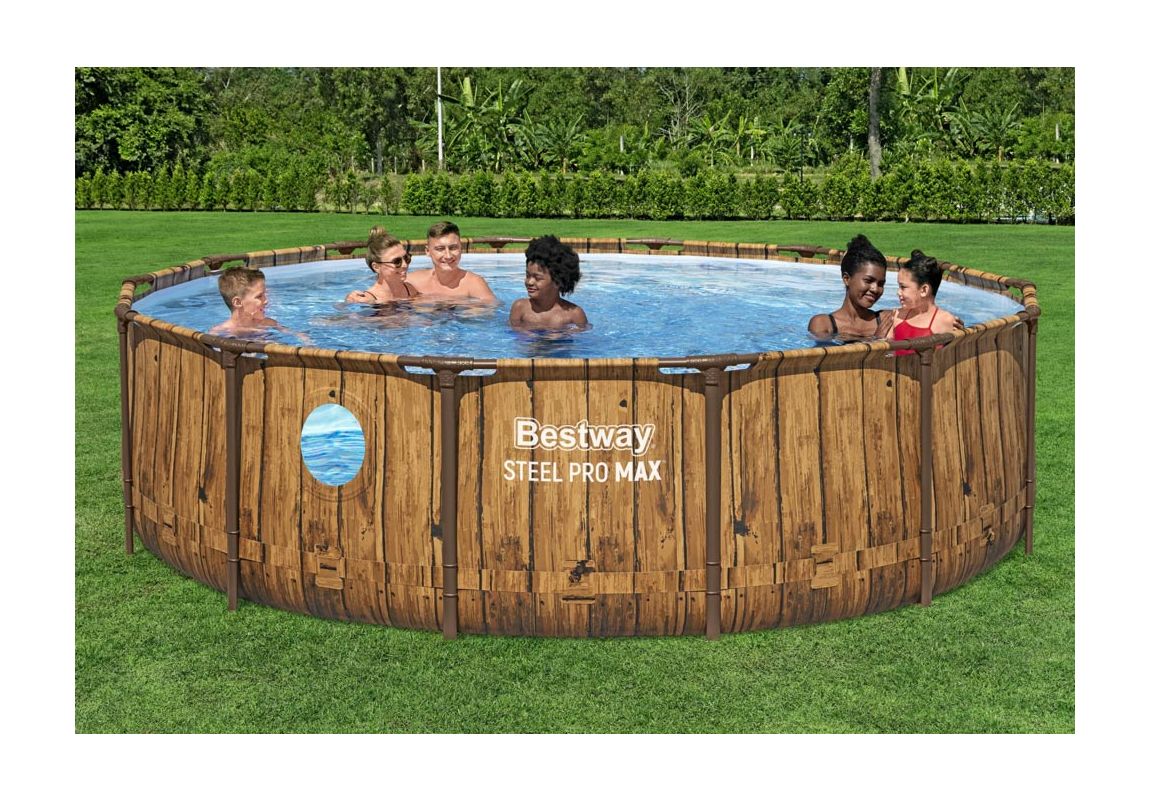 Montažni bazen Steel Pro MAX™ Splashview | 427 x 107 cm z vzorcem lesa s kartušno filtrsko črpalko