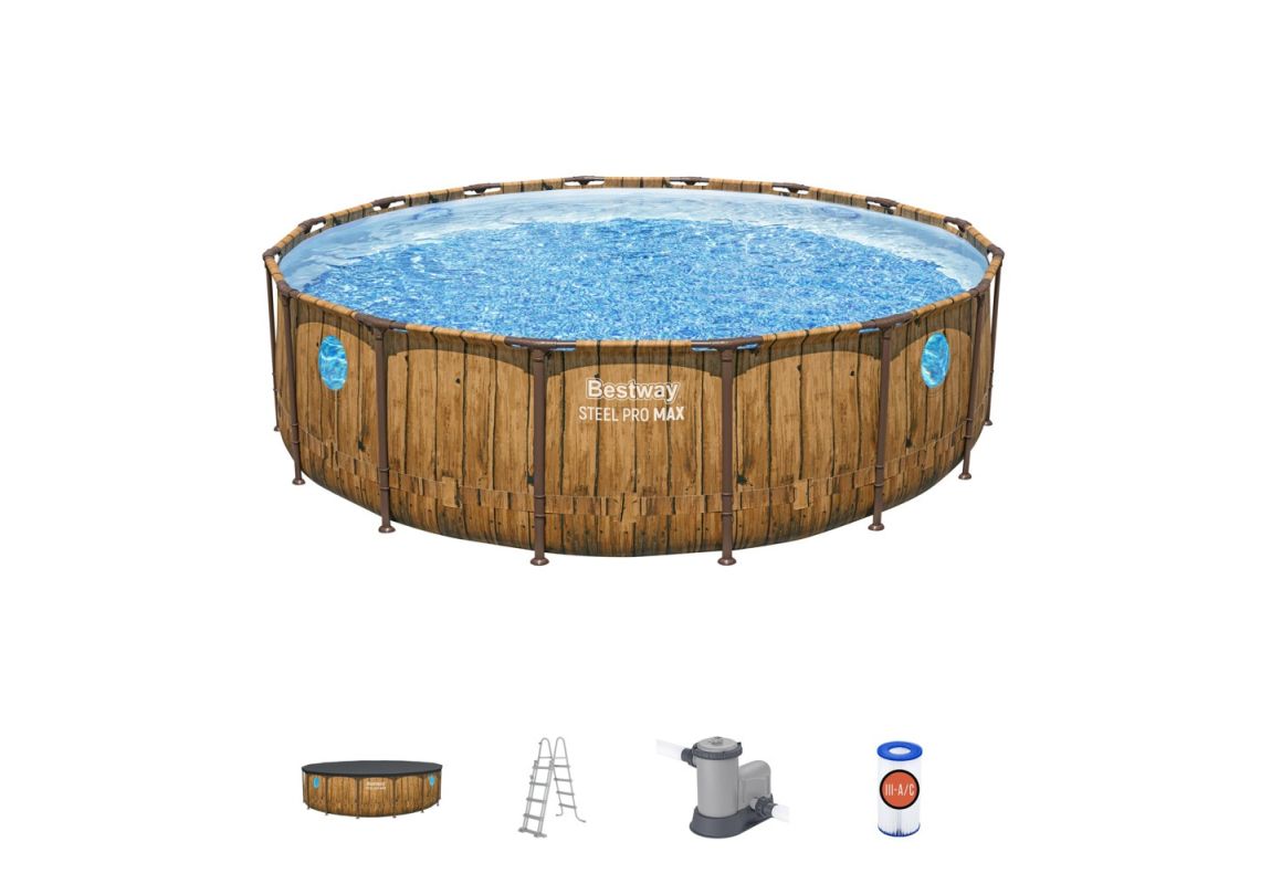 Montažni bazen Power Steel™ Swim Vista™ | 488 x 122 cm z vzorcem lesa s kartušno filtrsko črpalko