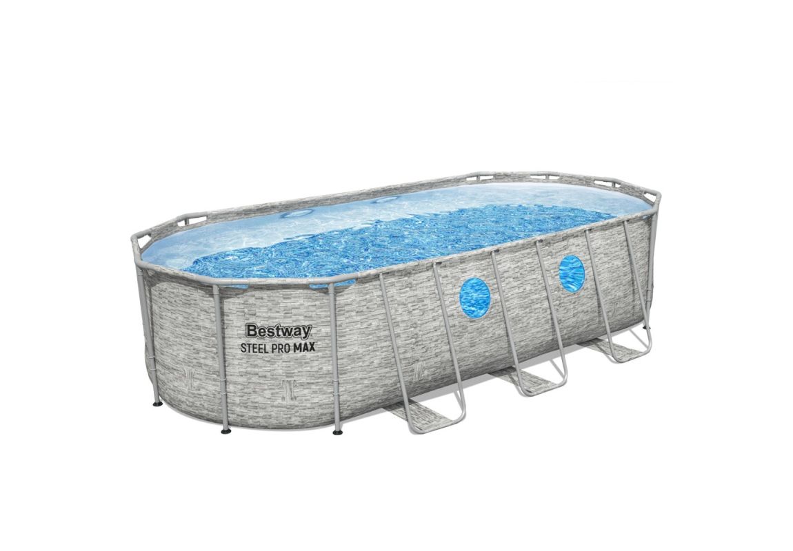 Montažni bazen Steel Pro MAX™ Splashview™ | 549 x 274 x 122 cm z vzorcem kamna s kartušno filtrsko črpalko