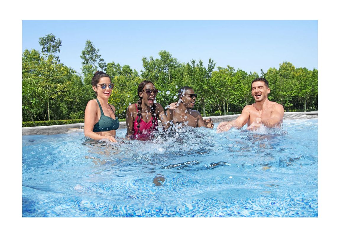 Montažni bazen Steel Pro MAX™ Splashview™ | 488 x 305 x 107 cm z vzorcem kamna s filtrsko črpalko na pesek