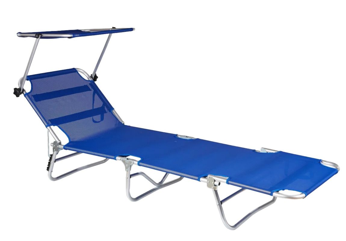 ItStime zložljiv ležalnik Capri s senčilom | 188 x 58 x 24 cm