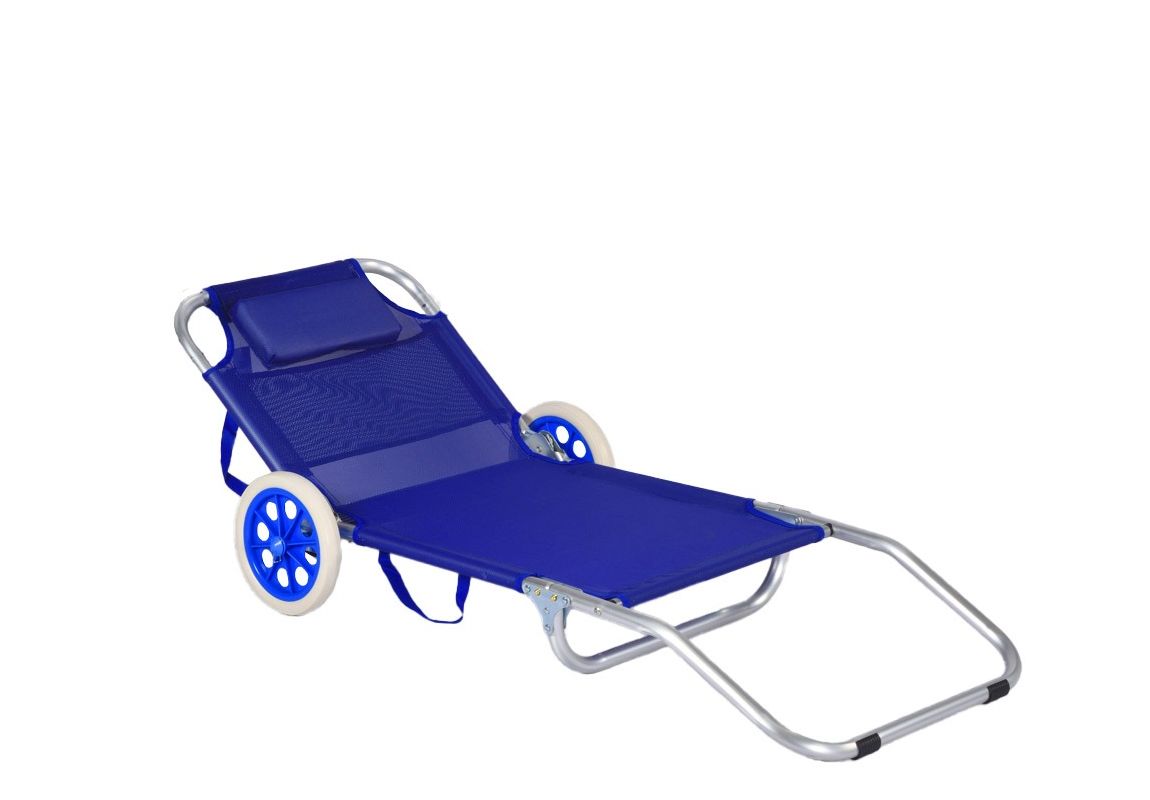 ItStime zložljiv ležalnik Haiti Deluxe s kolesi | 146 x 62 x 15 cm