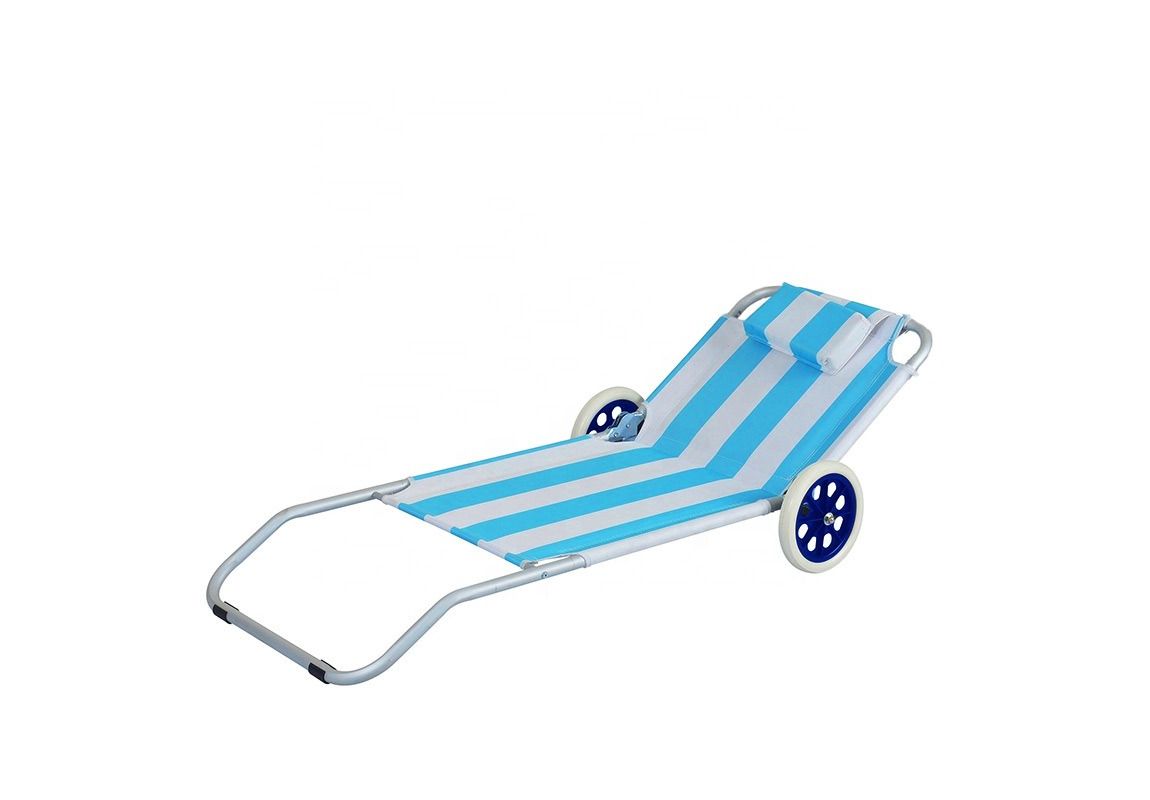 ItStime zložljiv ležalnik Haiti Deluxe s kolesi | 146 x 62 x 15 cm