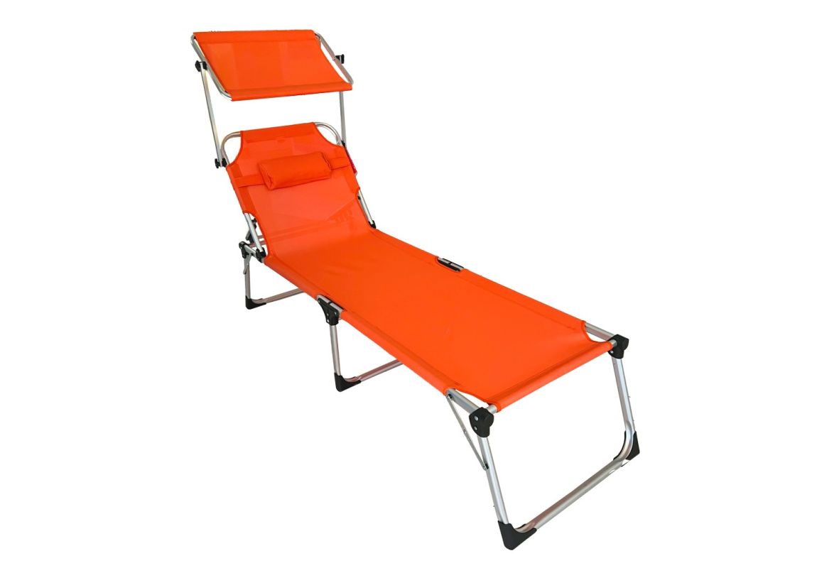 ItStime zložljiv ležalnik Malaga s senčilom in blazino | 192 x 58 x 37 cm