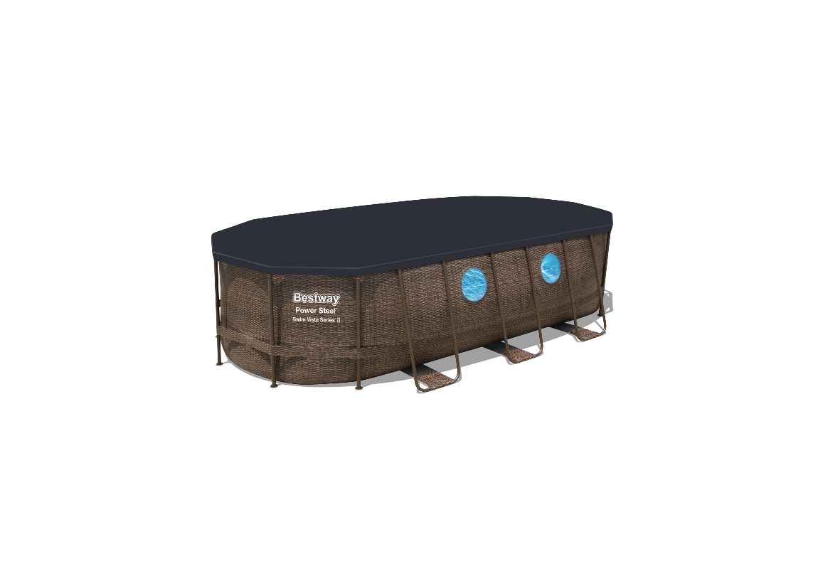 Montažni bazen Power Steel™ Swim Vista™ | 549 x 274 x 122 cm z vzorcem ratana s kartušno filtrsko črpalko