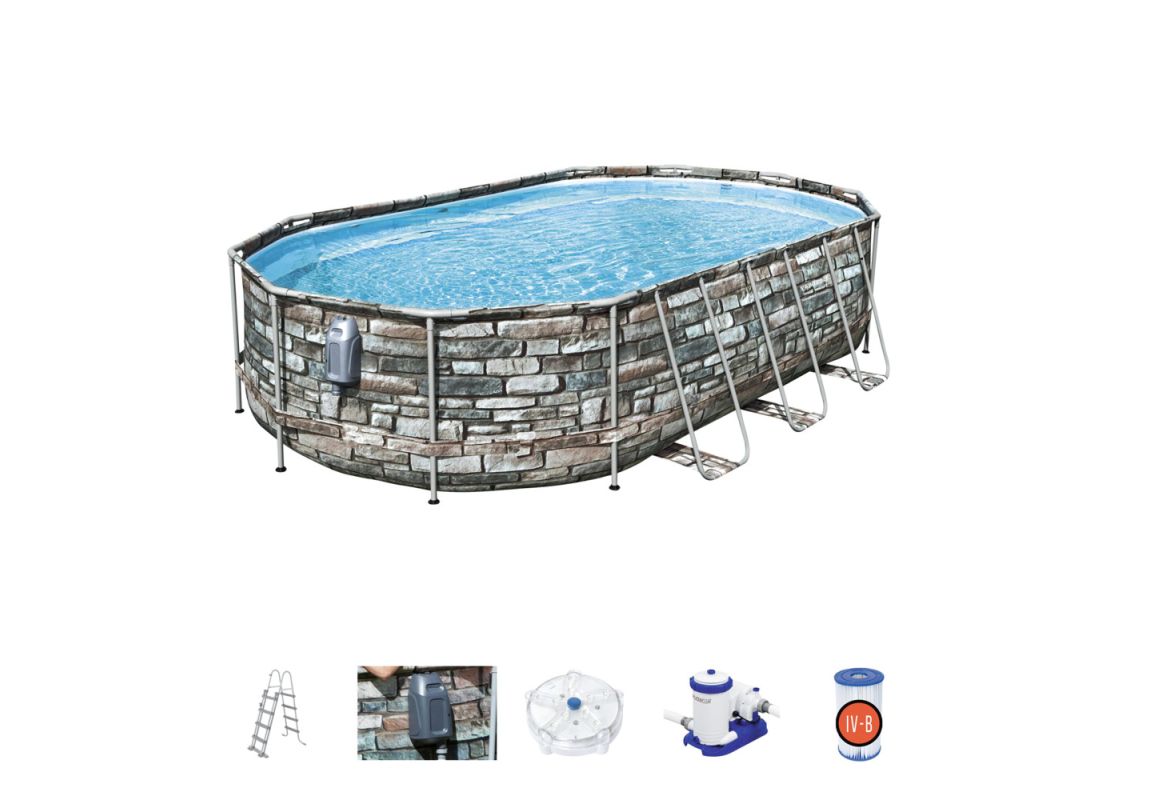 Montažni bazen Power Steel Comfort Jet Oval s kartušno filtrsko črpalko | 610 x 366 x 122 cm