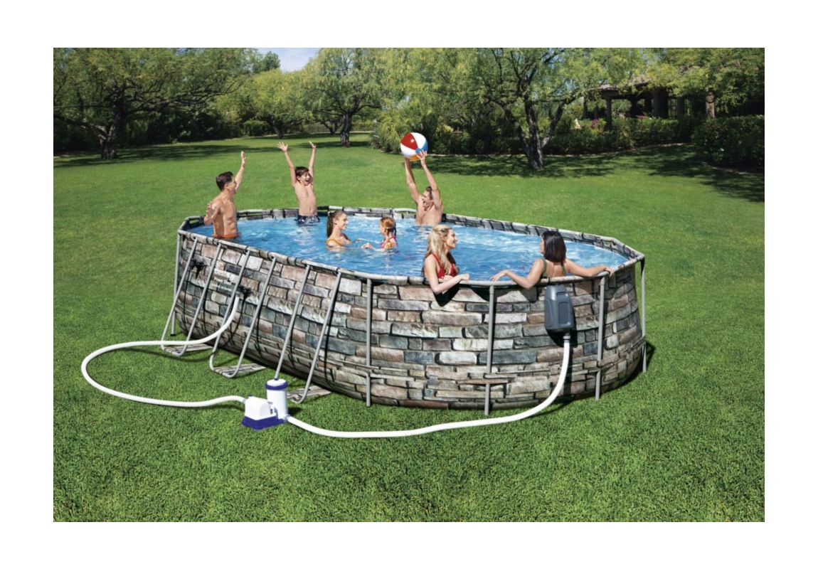 Montažni bazen Power Steel Comfort Jet Oval s kartušno filtrsko črpalko | 610 x 366 x 122 cm