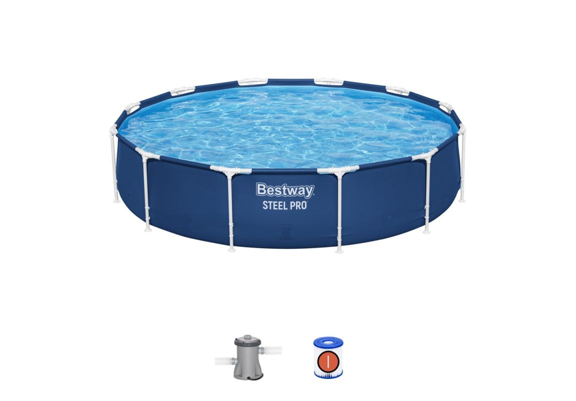 Montažni bazen Steel Pro™ | 366 x 76 cm s kartušno filtrsko črpalko