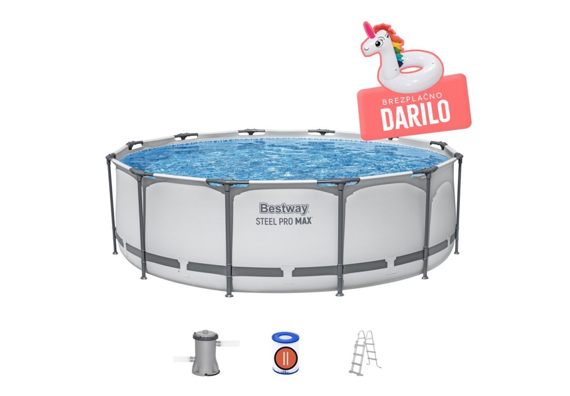 Montažni bazen Steel Pro MAX™ | 366 x 100 cm s kartušno filtrsko črpalko