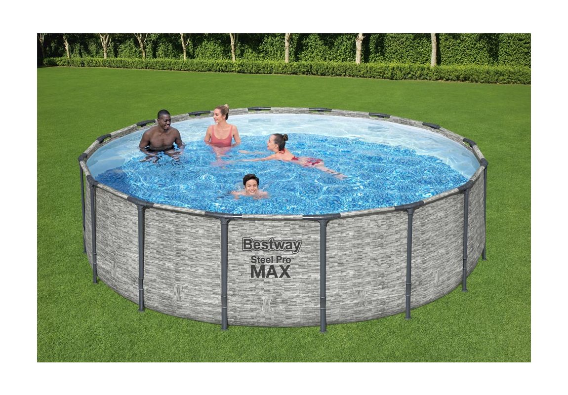 Montažni bazen Steel Pro MAX™  | 488 x 122 cm z vzorcem kamna s kartušno filtrsko črpalko