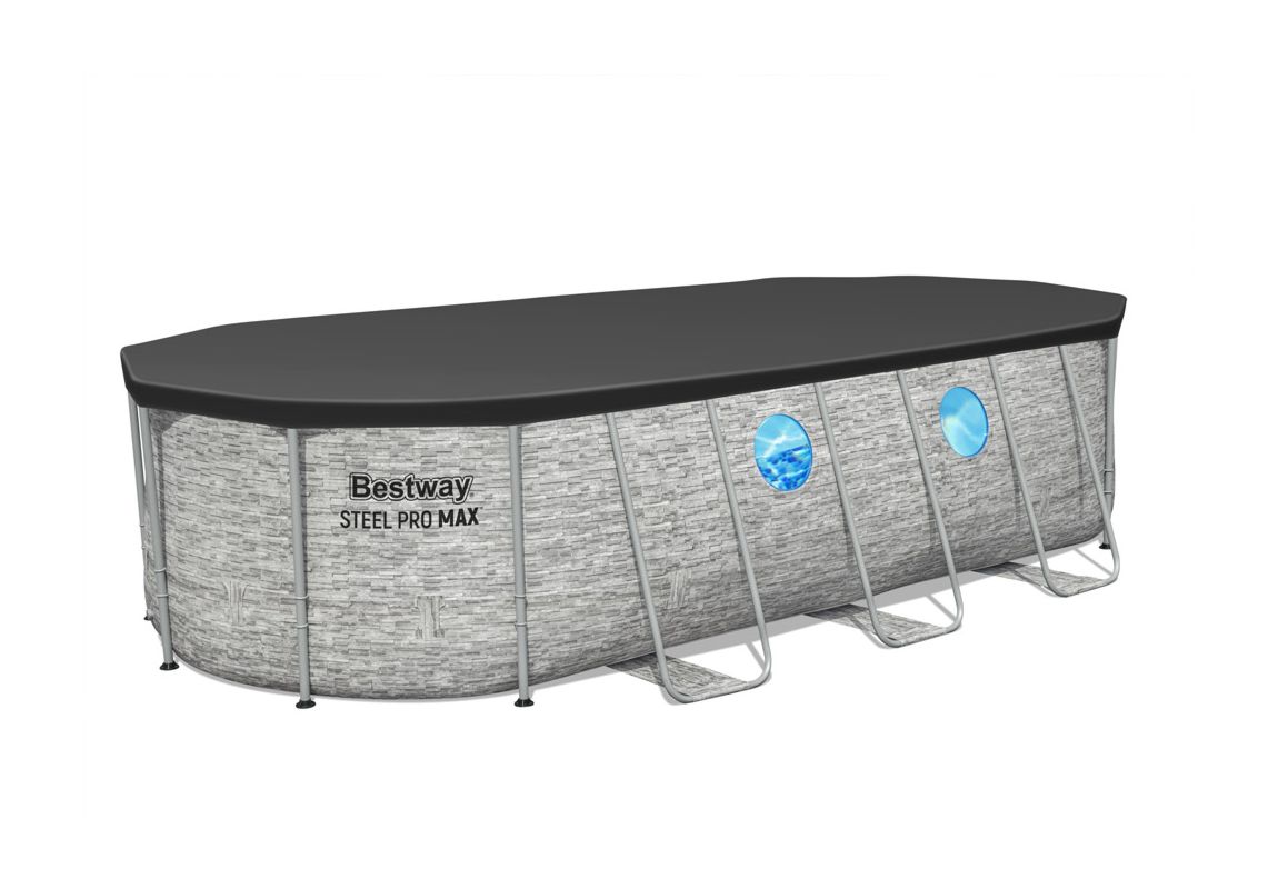 Montažni bazen Steel Pro MAX™ Splashview™ | 549 x 274 x 122 cm z vzorcem kamna s kartušno filtrsko črpalko