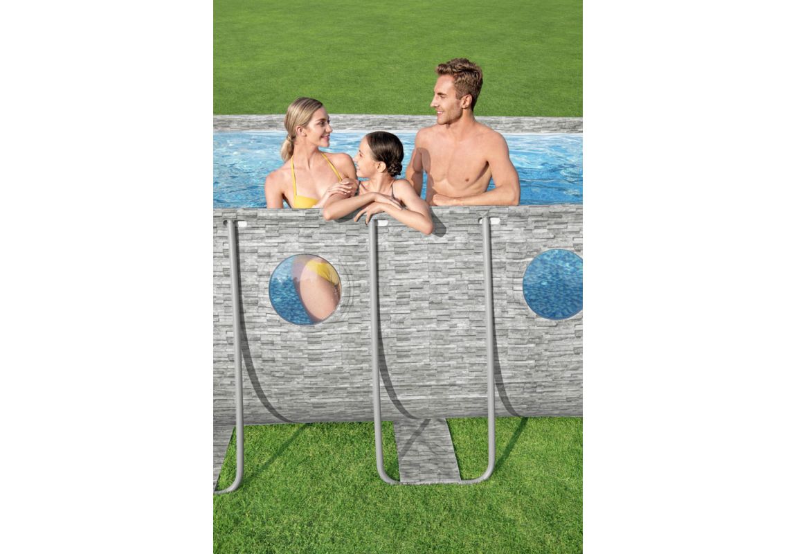 Montažni bazen Steel Pro MAX™ Splashview™ | 549 x 274 x 122 cm z vzorcem kamna s kartušno filtrsko črpalko