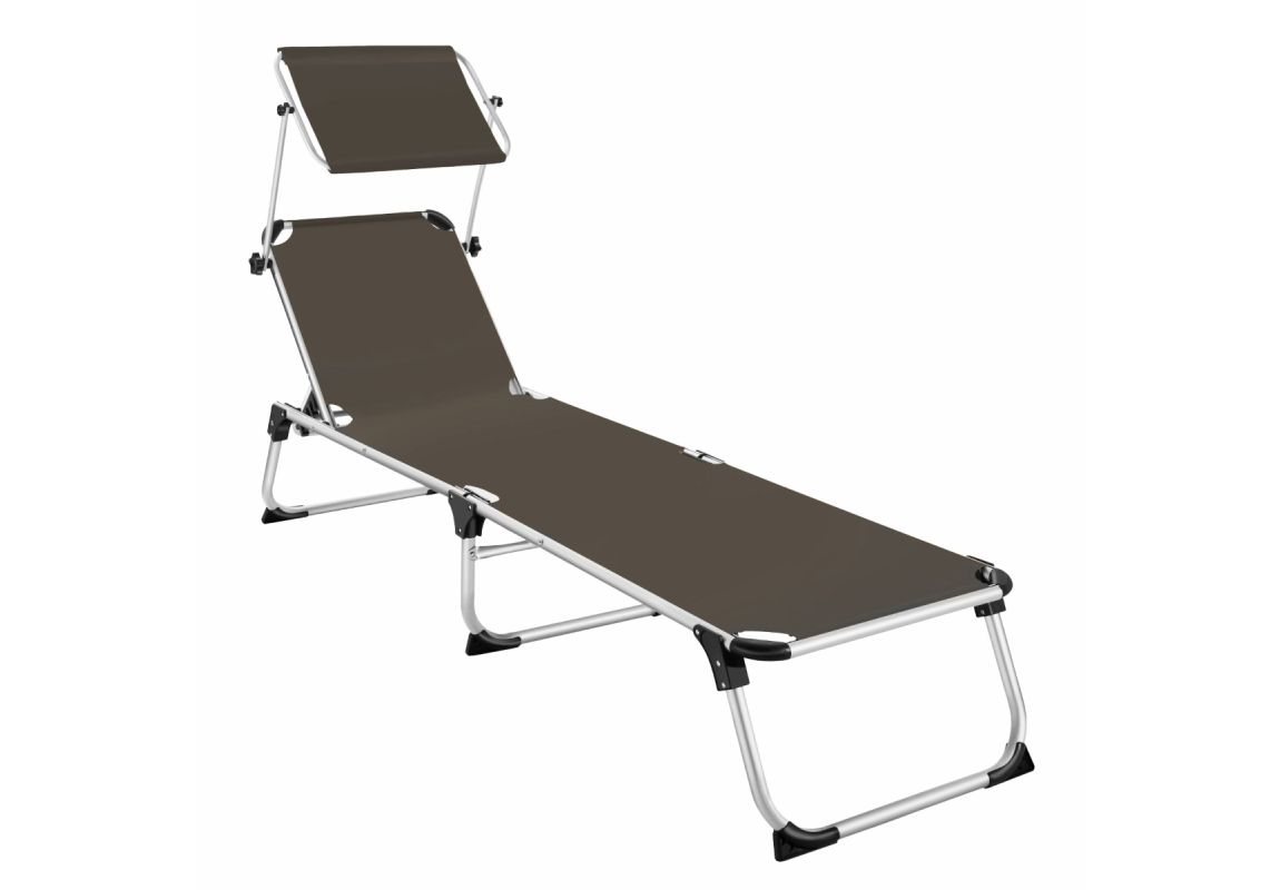 ItStime zložljiv ležalnik Mallorca s senčilom | 192 x 58 x 37 cm