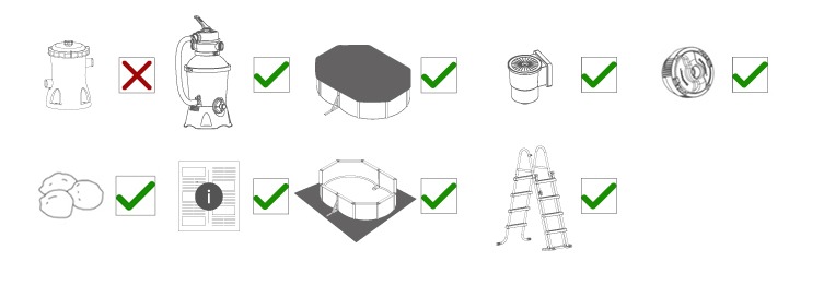 Vsebina paketa montažnega bazena Hydrium
