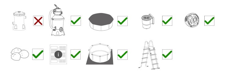 vsebina paketa montažnega bazena bestway hydrium